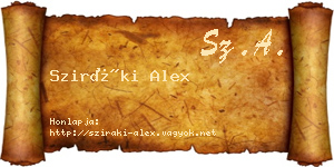 Sziráki Alex névjegykártya