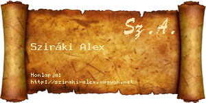 Sziráki Alex névjegykártya